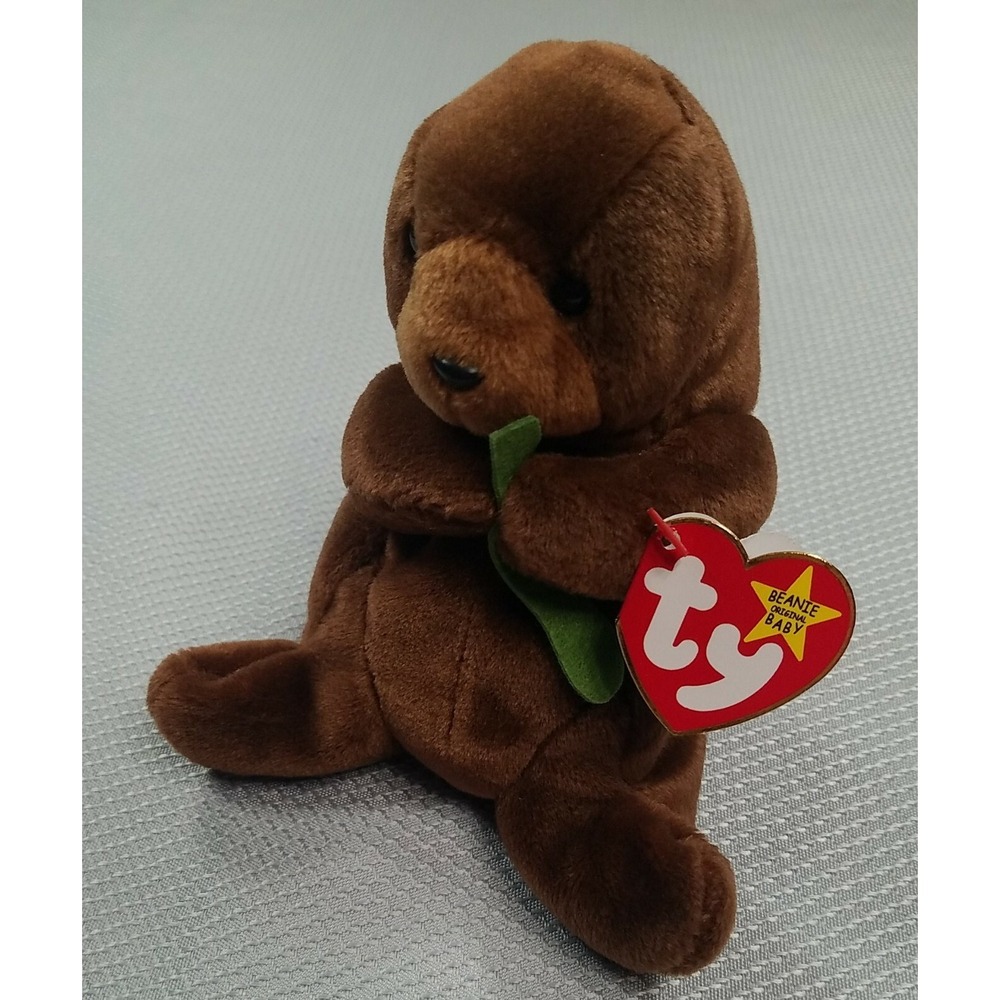 Ty Beanie Baby original "Seaweed" the Otter 1996‎ Swing Tag and 1995 Tush Tag